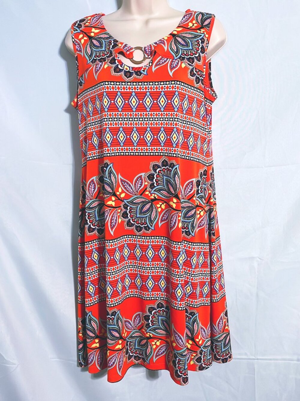Perceptions Orange Sleeveless Dress Size M